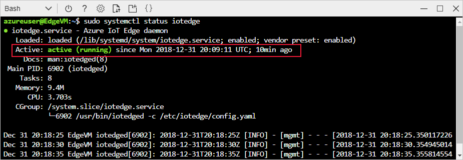 Zobacz demona usługi IoT Edge działającego jako usługa systemowa