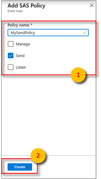 In the Policy name box, enter MySendPolicy