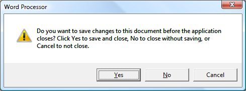 Word Processor dialog box