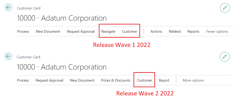Screenshot shows the merger of the Navigate and Entity action groups. Screenshot shows the merger of the Navigate and Entity action groups.