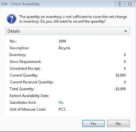 NAV_ConfirmationDialogPage_CheckAvailability RoleTailored client Confirmed Dialog page example
