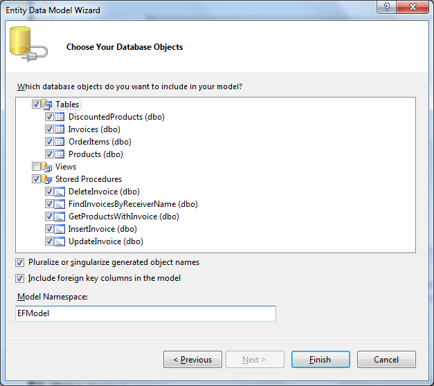 Rysunek 4. Wybieranie tabel, widoków oraz procedur do zaimportowania.