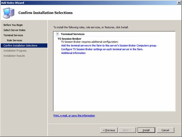 Rys. 4. Instalacja Terminal Services Session Broker, Windows Server ‘Longhorn’ Beta 3.