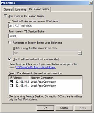 Rys. 9. Zakładka konfiguracji TS Session Broker, Windows Server ‘Longhorn’ Beta 3.