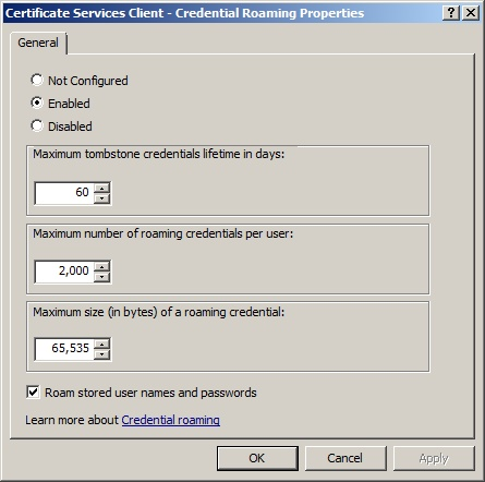 Rys. 1. Karta Certificate Services Client-Credential Roaming.