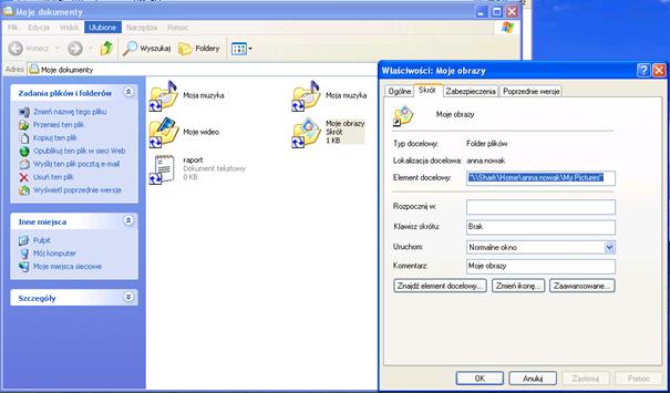 Właściwości katalogu Moje obrazy w Windows XP (scenariusz 1)