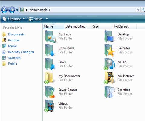 Właściwości katalogu Moje obrazy w Windows Vista (scenariusz 1)