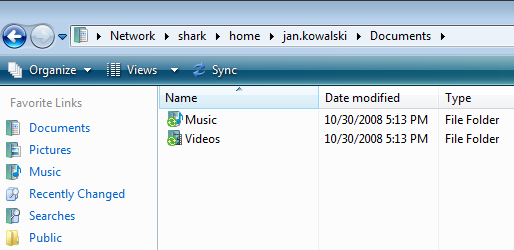 Sposób wyświetlania folderów przekierowanych w Windows Vista (scenariusz 2)
