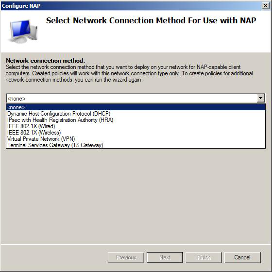 Rys. 3. Wybór metody komunikacji lub uzyskiwania dostępu w sieci, którą wykorzystywać ma NAP.