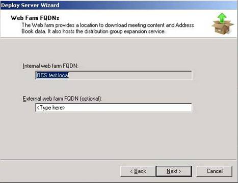 Nazwy FQDN – lokalizacji pobierania zawartości spotkań oraz książki adresowej