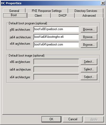 Rys. 18. Okno wyboru obrazów/programów – Boot program, Boot Image.