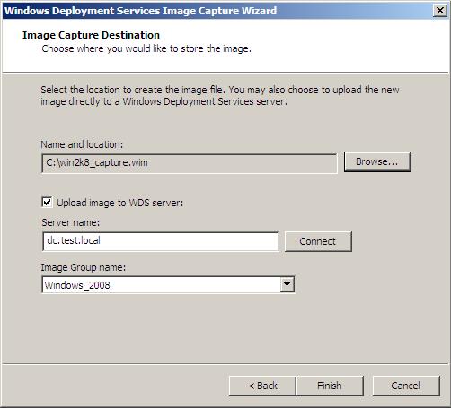 Rys. 34. Ekran Kreatora przechwytywania obrazów Usług wdrażania systemu Windows – uzupełniony o wszystkie wymagane informacje.