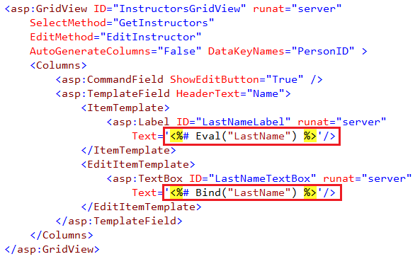 GridView using Eval and Bind