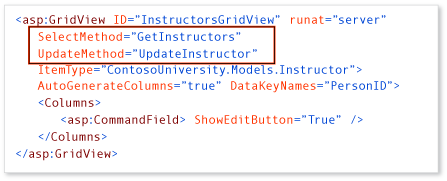 GridView control using model binding