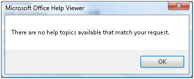 Microsoft Office Help Viewer error message