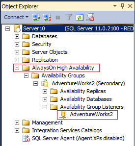 AlwaysOn Availability folder in Management Studio AlwaysOn Availability folder in Management Studio
