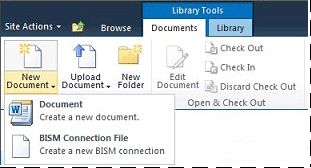 Podmenu Nowy dokument w bibliotece programu SharePoint