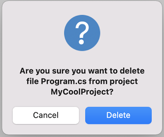 Delete item dialog