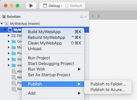 Publish context menu