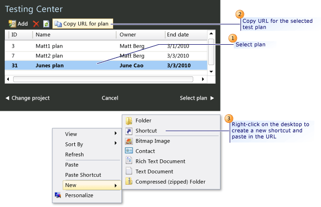 Copy the URL for a test plan