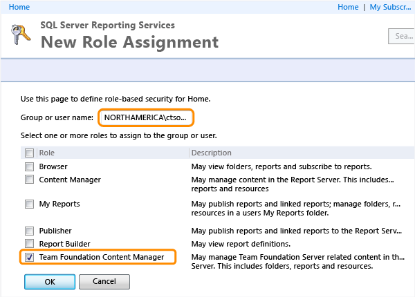 Użytkownik przypisany do roli w programie Report Manager