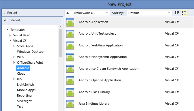 iOS i Android projekty w programie Visual Studio