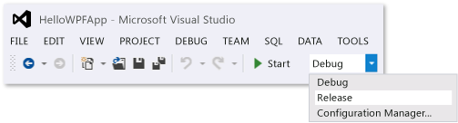 ExploreIDE-ReleaseVersion The Standard toolbar with Release selected