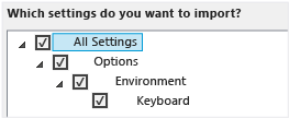 ImportShortcuts Import only customized keyboard shortcuts