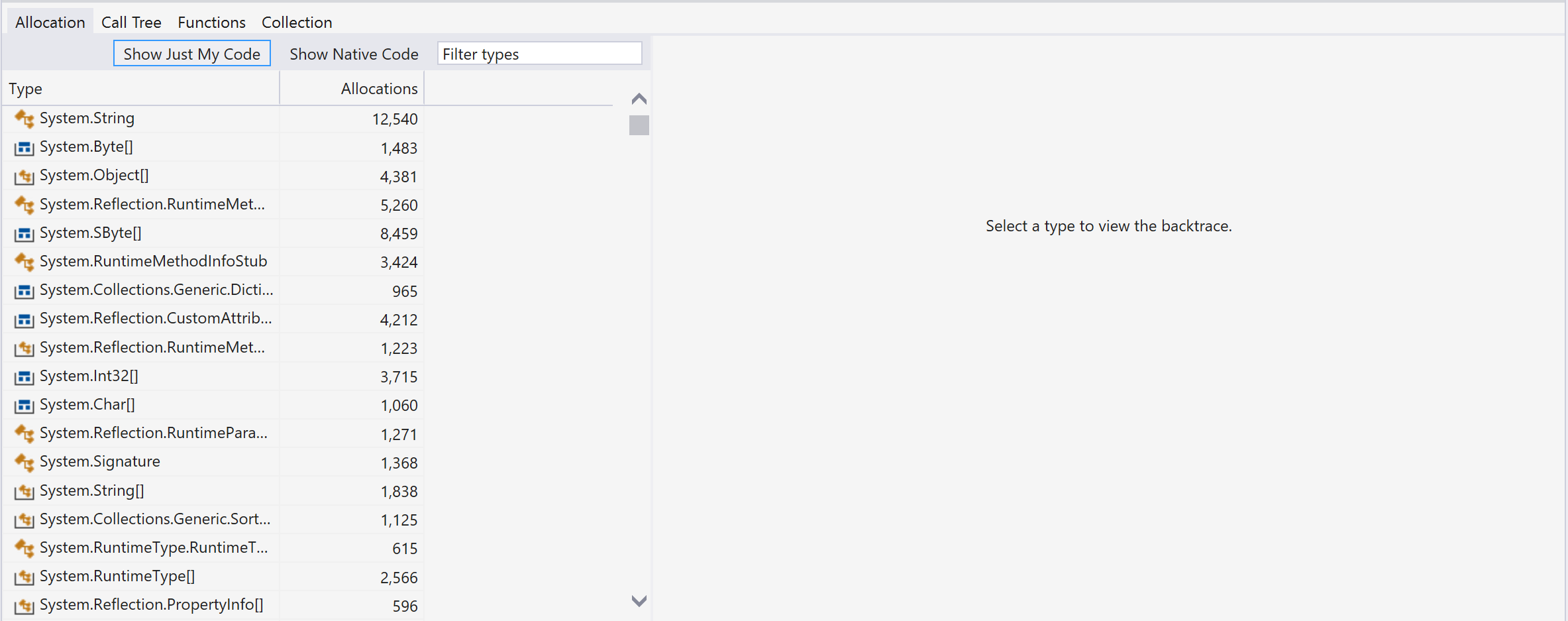 The Allocation tab The Allocation tab