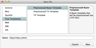 New File - Razor Template