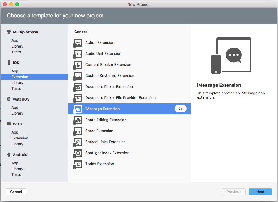 Wybierz rozszerzenie iMessage