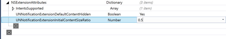 Klucz UNNotificationExtensionInitialContentSizeRatio