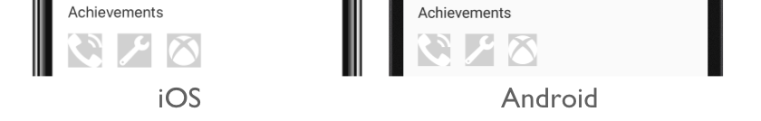Zrzut ekranu przedstawiający wyświetlane ikony czcionek w systemach iOS i Android