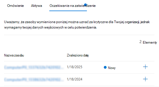 Zrzut ekranu przedstawiający kartę Oczekujące zatwierdzenie w zarządzaniu zasobami.