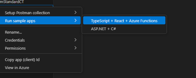 Using the SPE VS Code extension to create a TypeScript React Azure Functions project