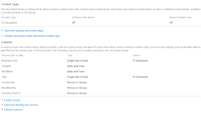 Screenshot that shows the ECM.DocumentLibraries sample add-in start page, with a Document Template drop-down box that lists IT Document as a choice.