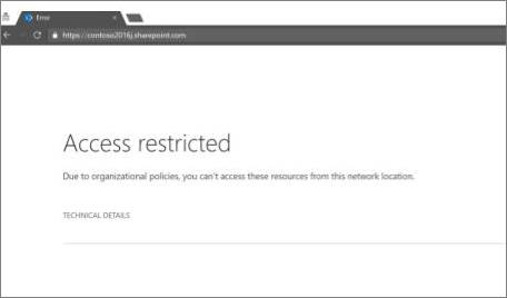 Access restricted message in browser