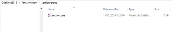 A screenshot of a section in a OneNote.