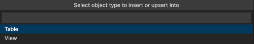 Screenshot of a prompt to select the object type.