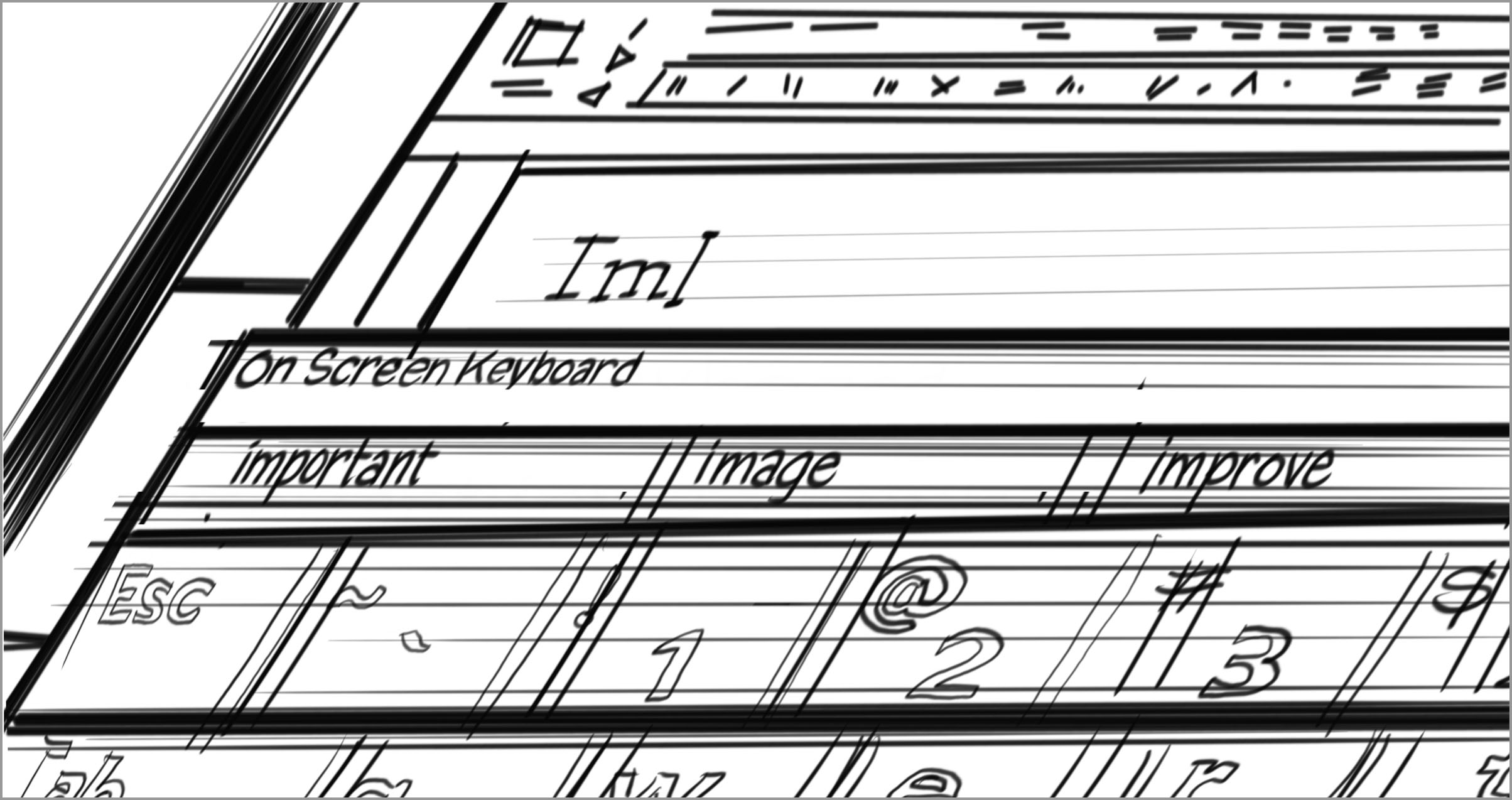 The tablet screen shows an onscreen keyboard, and someone has typed "I’m" without including the apostrophe.