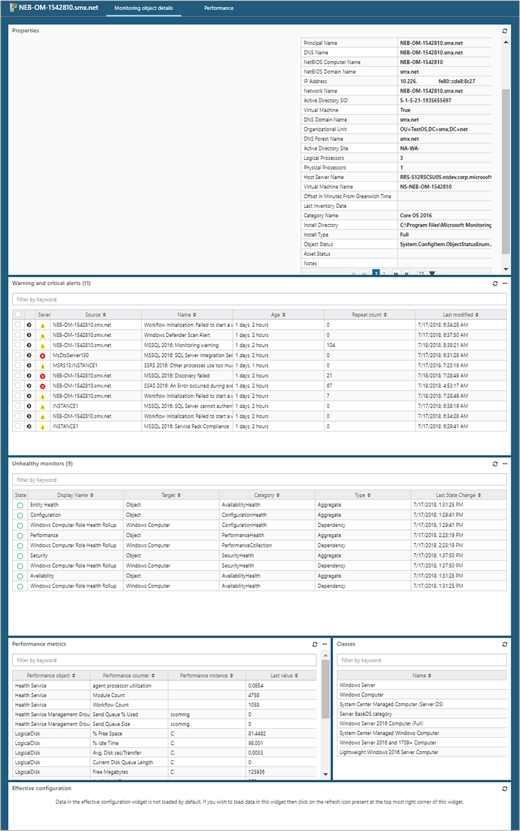 Zrzut ekranu przedstawiający stronę szczegółów monitorowanego obiektu.