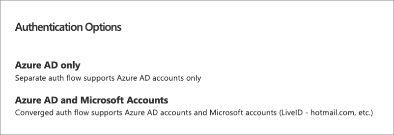 Authentication options