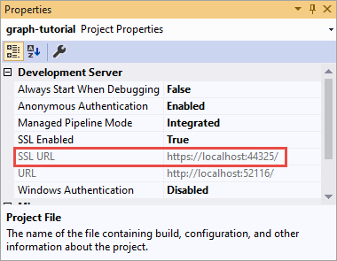 Screenshot of the Visual Studio Properties window