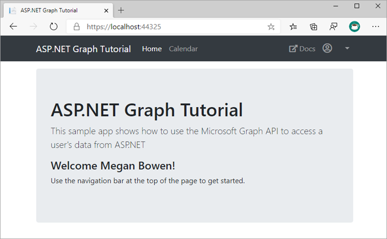 A screenshot of the home page after signing in
