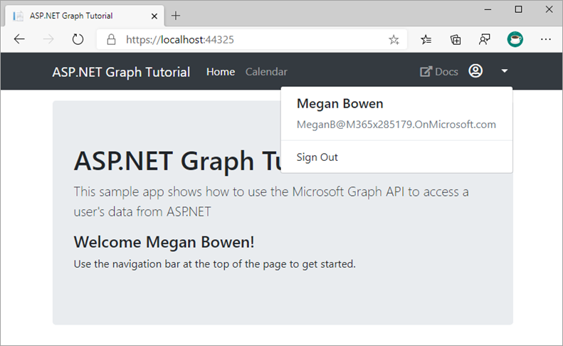 A screenshot of the dropdown menu with the Sign Out link