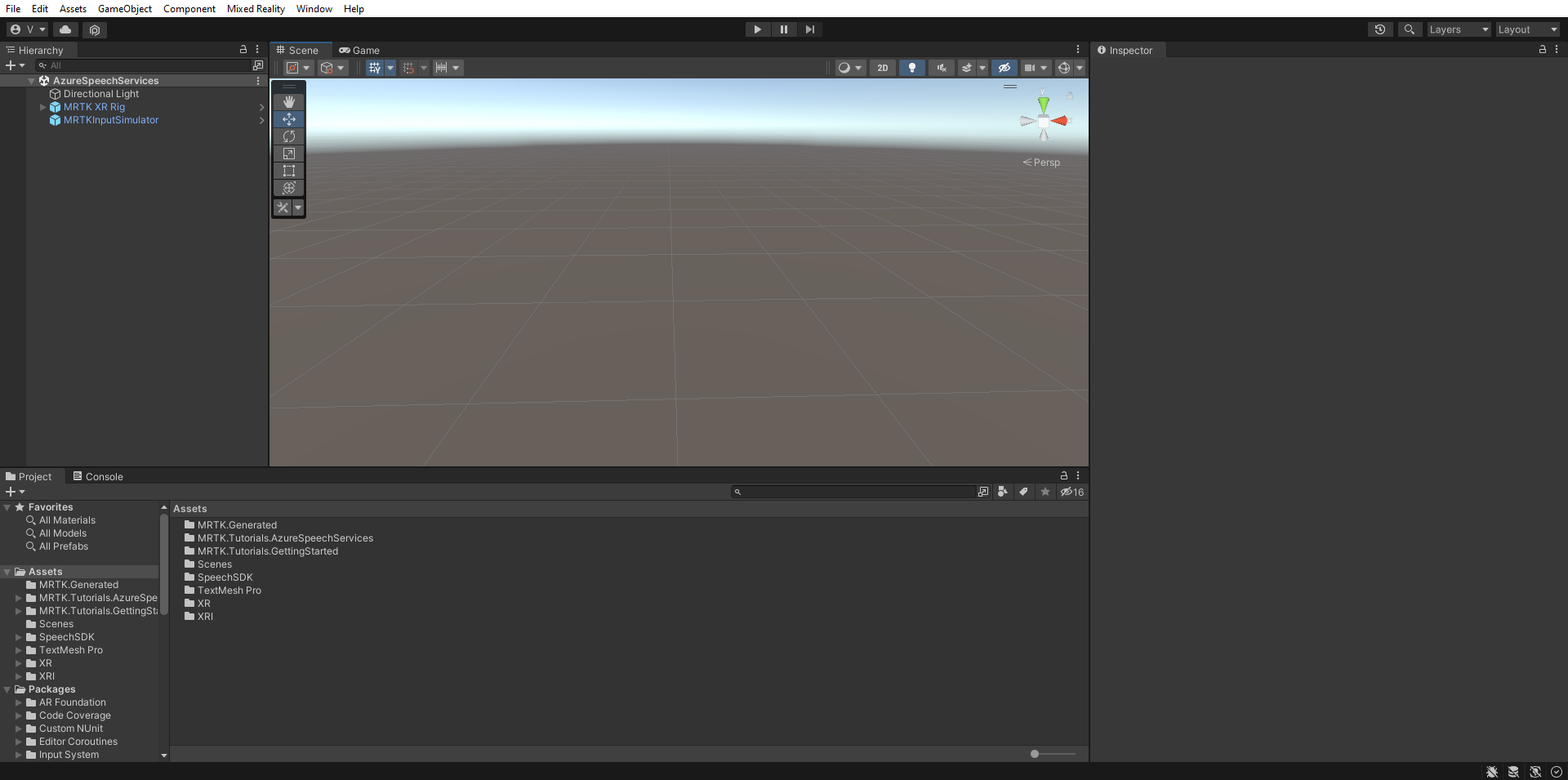 Screenshot of Project window after importing the requisite assets.