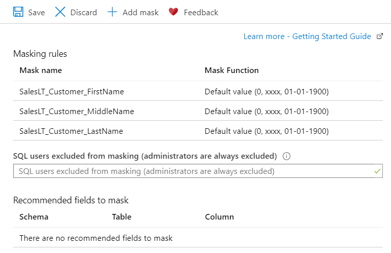 Screenshot of how to review all masking rules.