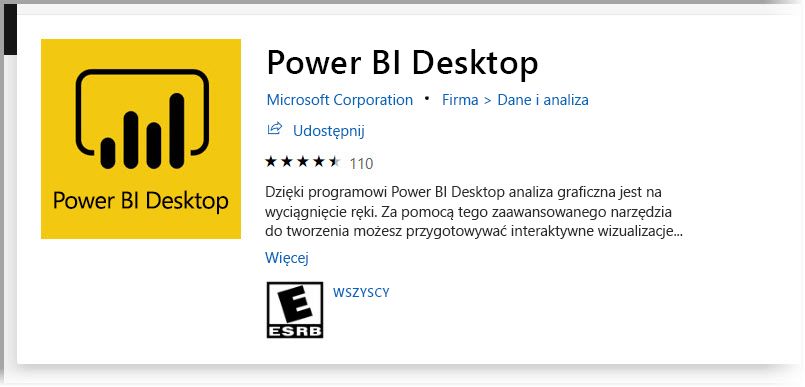Instalowanie programu Power BI Desktop ze sklepu Microsoft Store