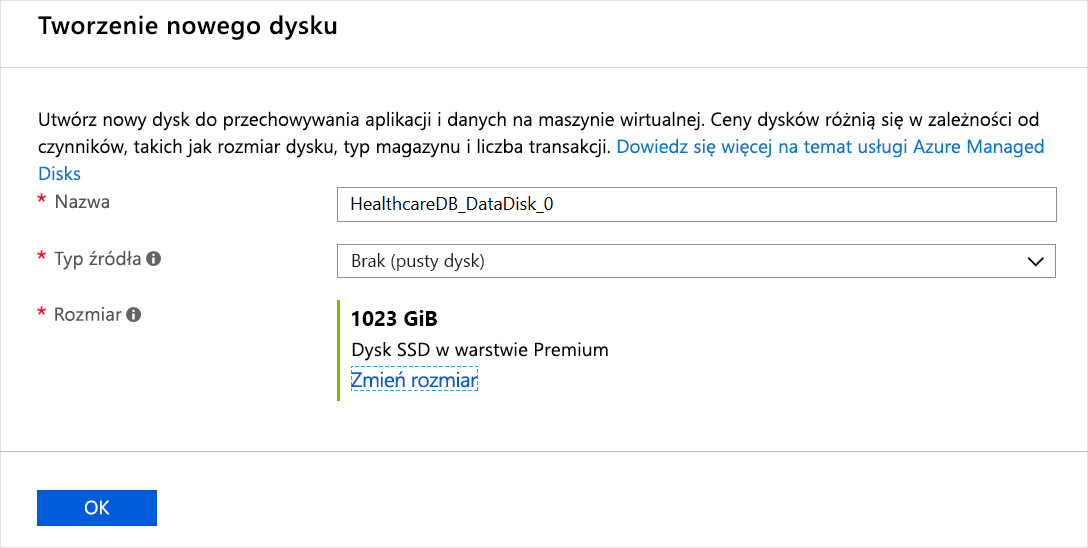 Screenshot showing a premium SSD creation.