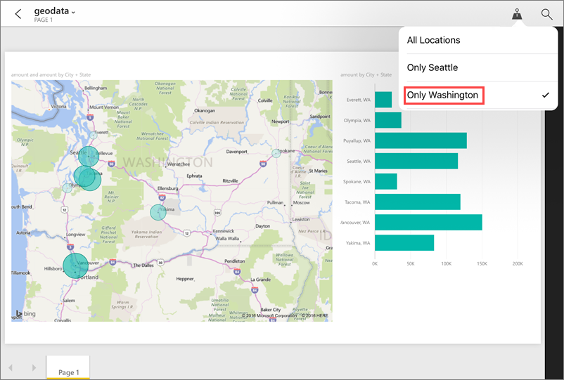 Zrzut ekranu przedstawiający stosowanie filtru lokalizacji geograficznej.